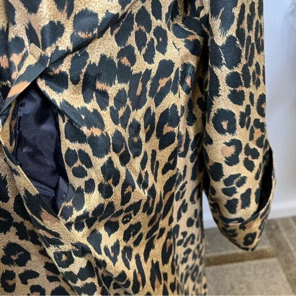 Vintage Dennis Basso Leopard Animal Print Silk Blend Swing Coat Size 3XL - Picture 9 of 16
